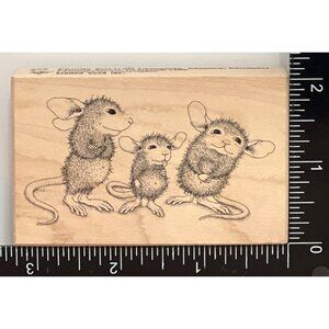 HTF Stampa Rosa House Mouse Rubber Stamp Family Portrait 365F Monica Amanda